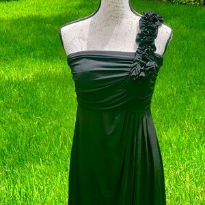 Valerie Bertinelli Women’s One Shoulder Black Stretch Long Homecoming Gown Sz 8